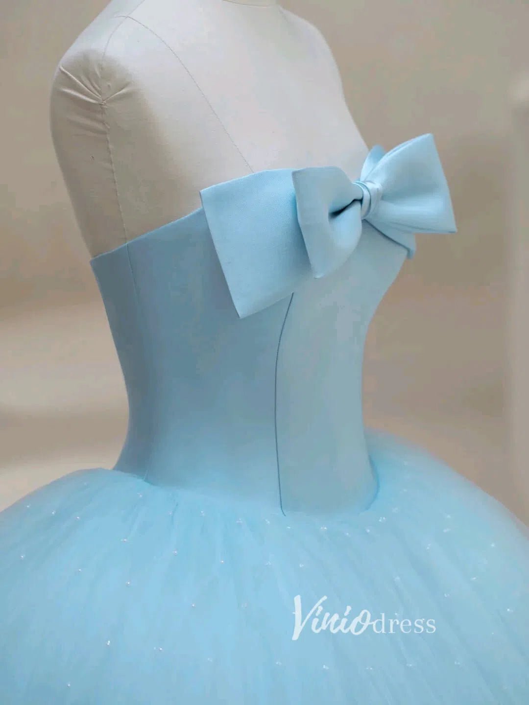 Light Blue Tulle Prom Dresses Strapless Formal Gown FD3448-prom dresses 2025 -Viniodress-Light Blue-Custom Size-
