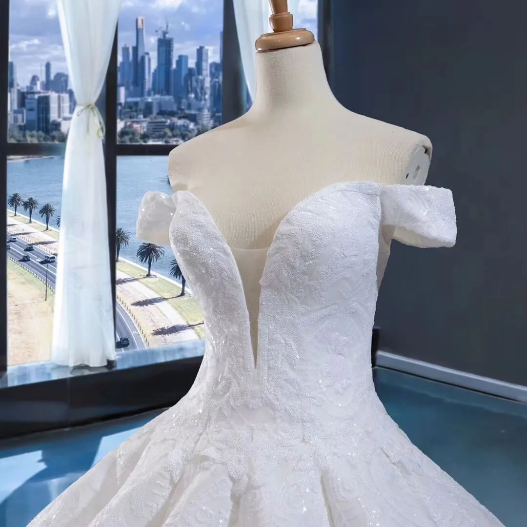 Luxury Arabic Wedding Dresses with Detachable Cathedral Train 66661-wedding dresses 2025 -Viniodress-Ivory-US 2-