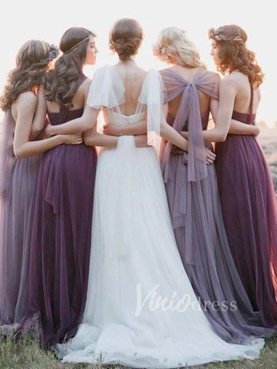 Mauve and Purple Mismatched Bridesmaid Dresses Convertible VB1017 –  Viniodress