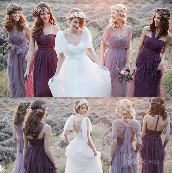Mauve and Purple Mismatched Bridesmaid Dresses Convertible VB1017-bridesmaid dresses 2025 -Viniodress-Purple-Custom Size-