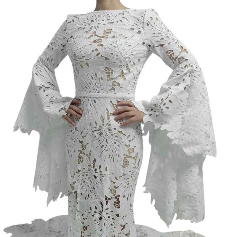 Mermaid Bohemian Lace Wedding Dresses Long Flare Sleeves VW2218-wedding dresses 2025 -Viniodress-Ivory-Custom Size-