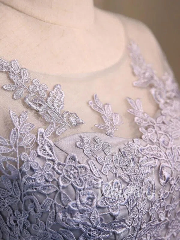 Modest Lace Homecoming Dresses with Sleeves SD1032-Homecoming Dresses 2025 -Viniodress-Silver-Custom Size-