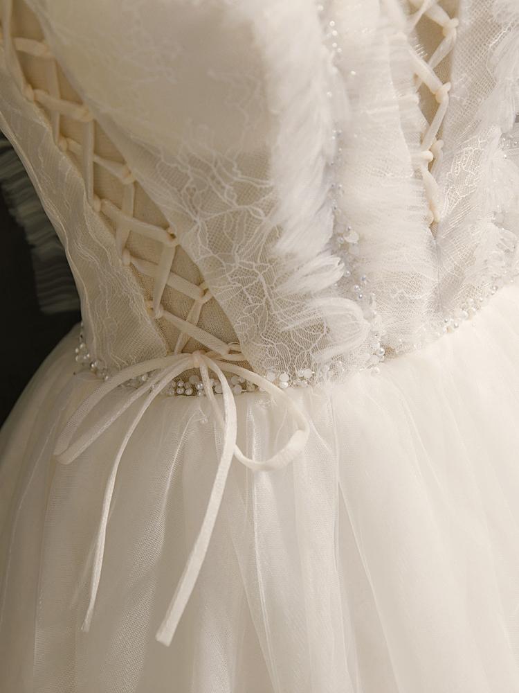 Off the Shoulder Tulle Homecoming Dresses with Strap SD1369-Homecoming Dresses 2025 -VINIODRESS-US2-Ivory-