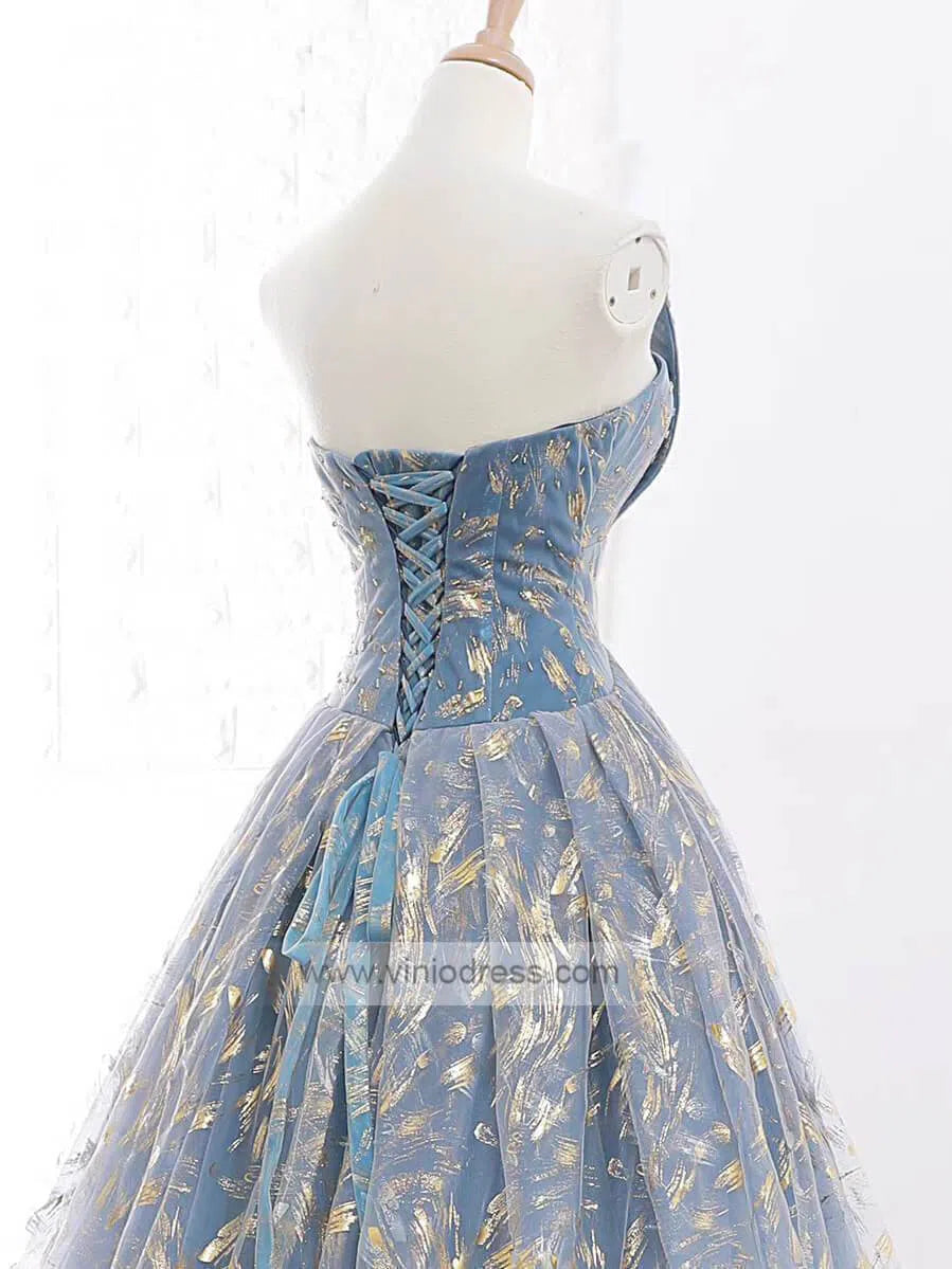 Ombre Blue Strapless Prom Dresses Long FD1203-prom dresses 2025 -Viniodress-Blue-US 2-