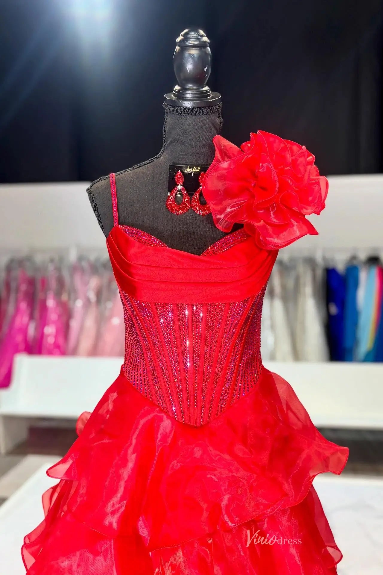 RF088-prom dresses 2026-Viniodress-Red-Custom Size-