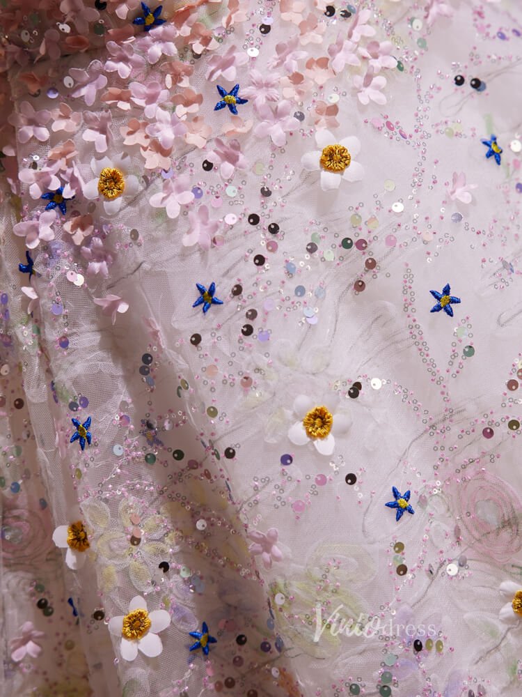 Pink Floral Blossom Homecoming Dresses Strapless Graduation Dress BJ012-prom dresses 2025 -Viniodress-Pink-Custom Size-