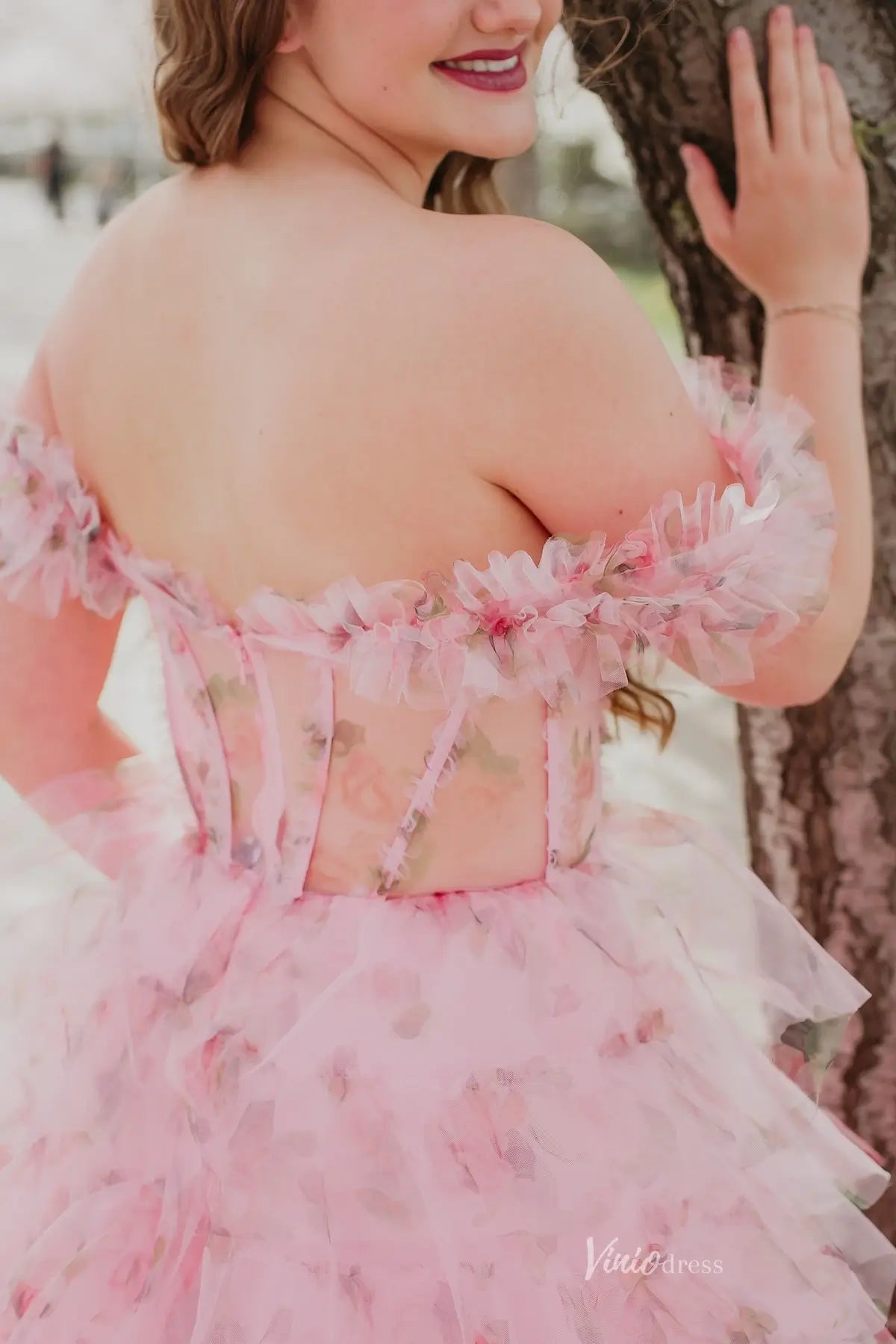 RF034-prom dresses 2026-Viniodress-Pink-Custom Size-