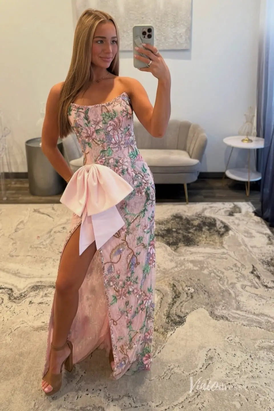 LP008-prom dresses 2026-Viniodress-Pink-Custom Size-