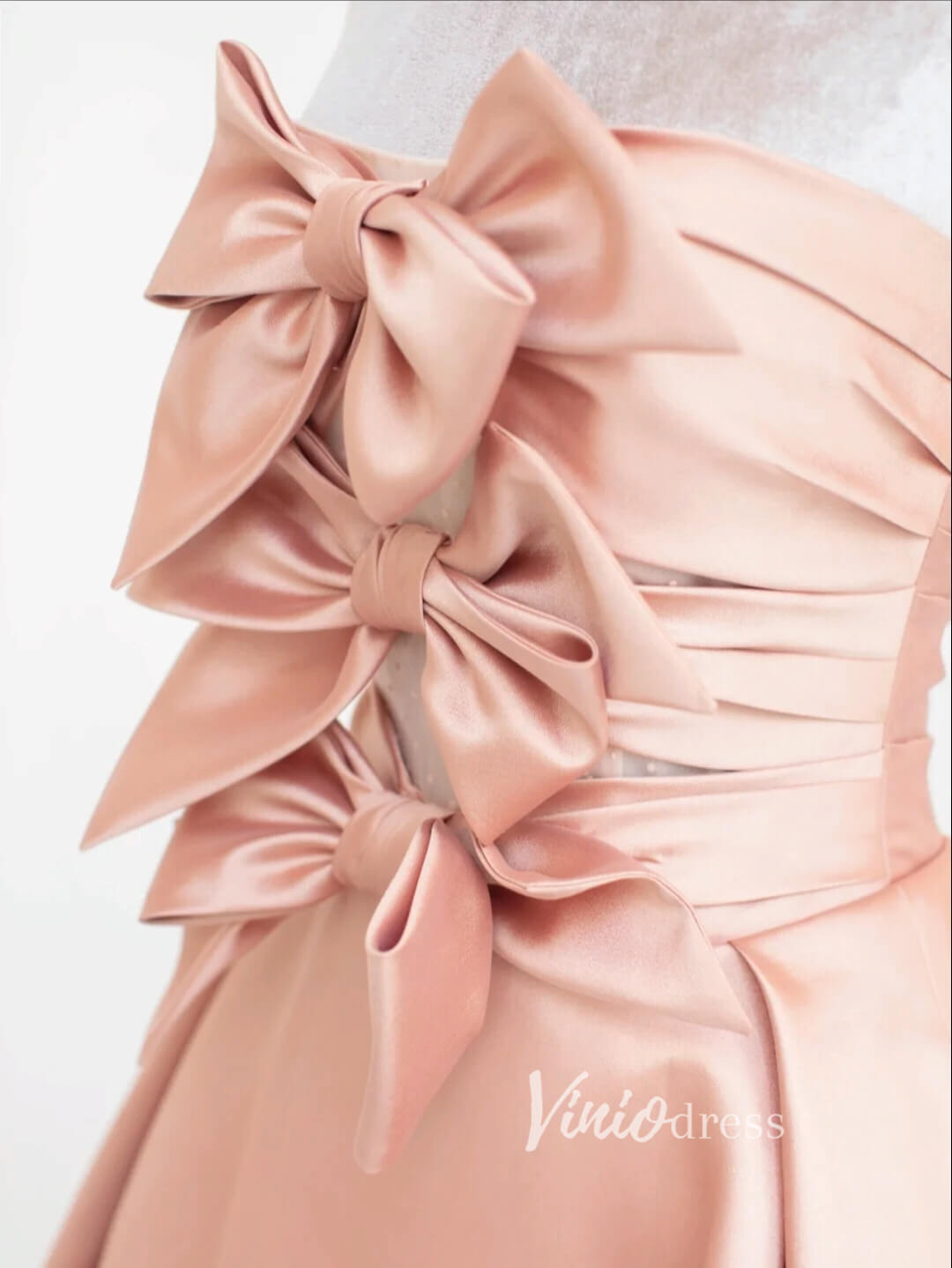 Pink Satin Prom Dresses Puffed Sleeve Formal Gown FD3435-prom dresses 2025 -Viniodress-Pink-Custom Size-