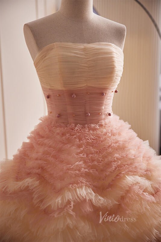 Radiant Ruffled Quinceanera Dresses Strapless Ball Gown AD1101-Quinceanera Dresses 2025 -Viniodress-Pink-Custom Size-