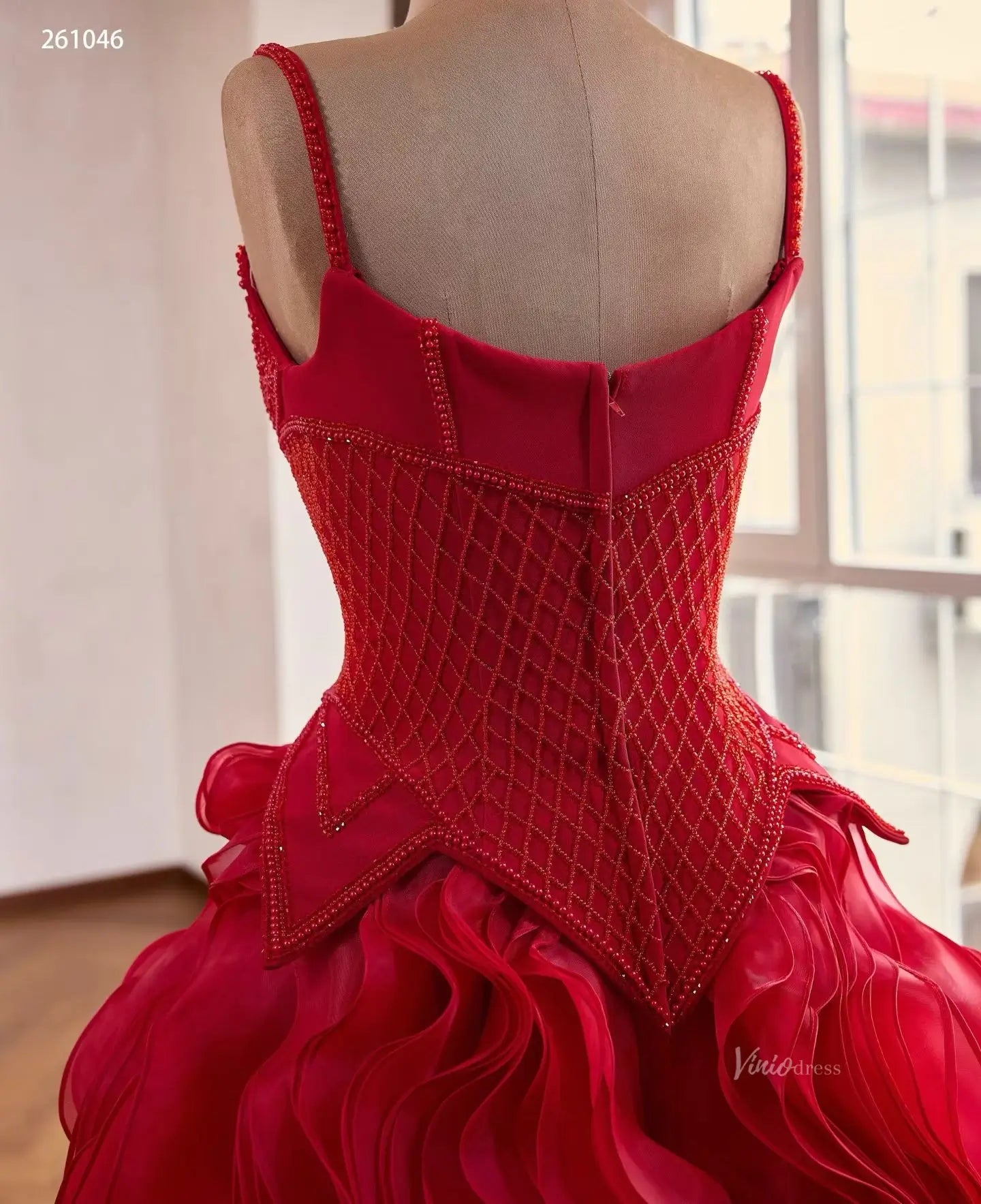 261046-Couture Gown 2026-Viniodress-Red-Custom Size – Add Measurements in Cart-