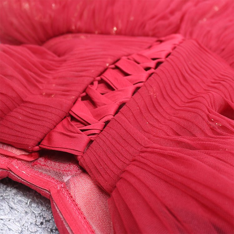 Red Off the Shoulder Prom Dresses Pleated Evening Dress FD3173-prom dresses 2025 -Viniodress-Red-Custom Size-