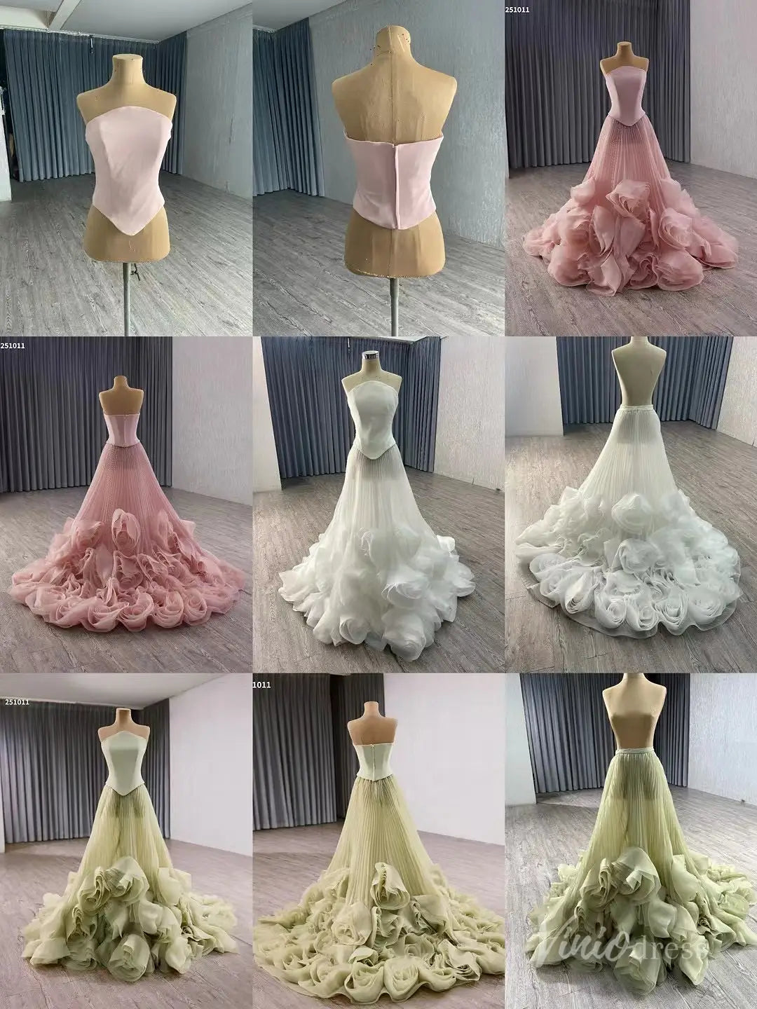 Sage Green Rosette Gala Dress Strapless Unique Formal Gown 251011-wedding dresses 2025 -Viniodress-Sage-Custom Size-