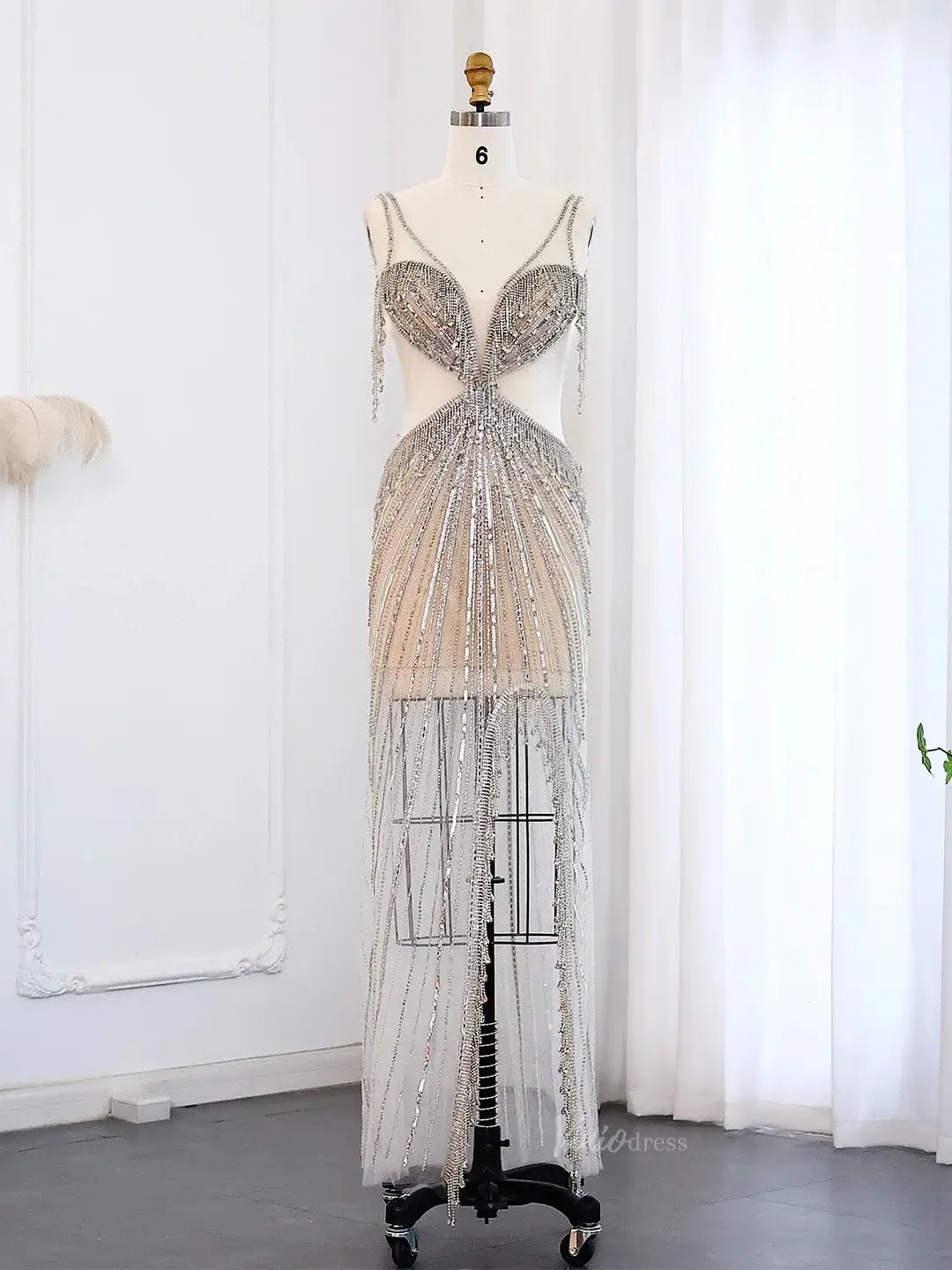 Sexy Beaded Prom Dresses Sheer Nude Vintage Met Gala Dresses BD003 –  Viniodress