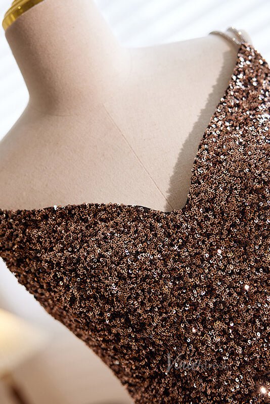 Shimmering Sequin Mermaid Prom Dresses Spaghetti Strap Evening Dress AD1059-prom dresses 2025 -Viniodress-Champagne-Custom Size-