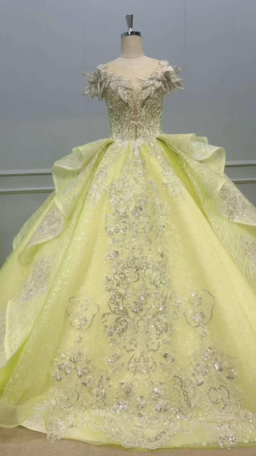 Short Sleeve Sweet 16 Dress Vintage Dubai Wedding Gowns 51002 viniodress-Quinceanera Dresses 2025 -Viniodress-Yellow-US 2-