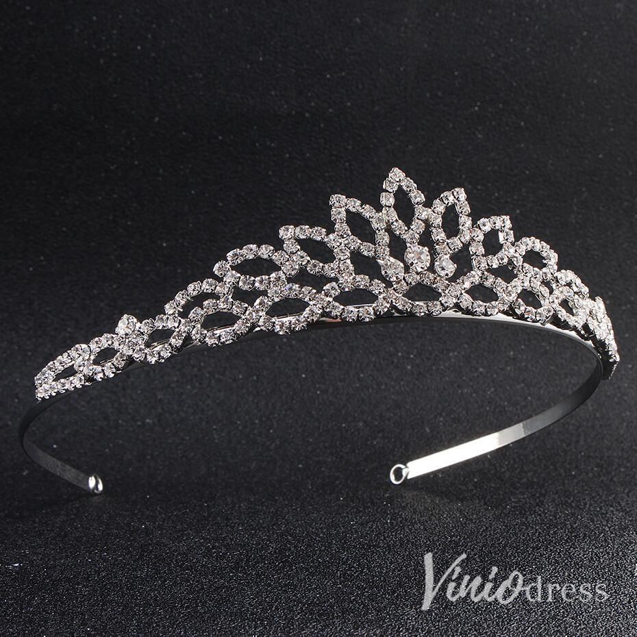 Simple Crystal Tiaras AC1253-Headpieces 2025 -Viniodress-Silver-