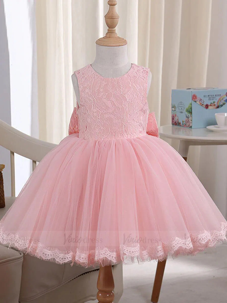 Simple Pink Lace Flower Girl Dresses for Wedding GL1036-flower girl dresses 2025 -Viniodress-Pink-Custom Size-