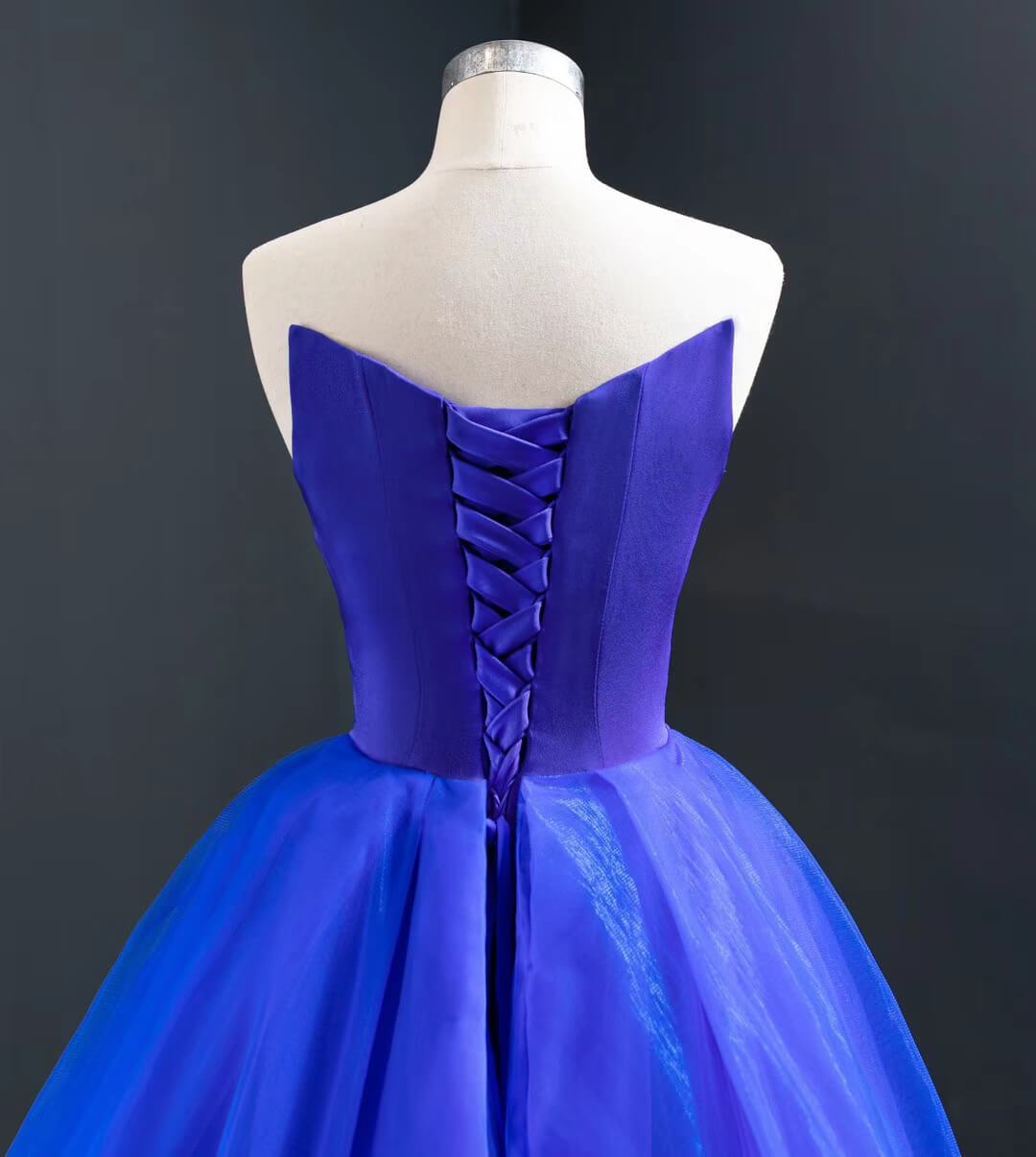 Simple Strapless Royal Blue Mermaid Prom Dress with Tulle Skirt FD2408 viniodress-prom dresses 2025 -Viniodress-Royal Blue-Custom Size-