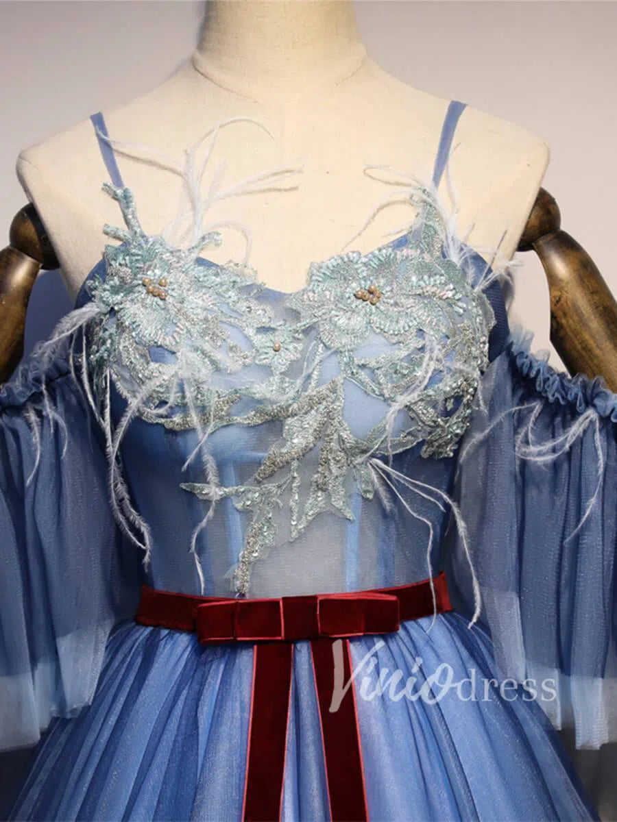 Slate Blue Princess Ball Gown Prom Dresses FD1489-prom dresses 2025 -Viniodress-Slate Blue-Custom Size-