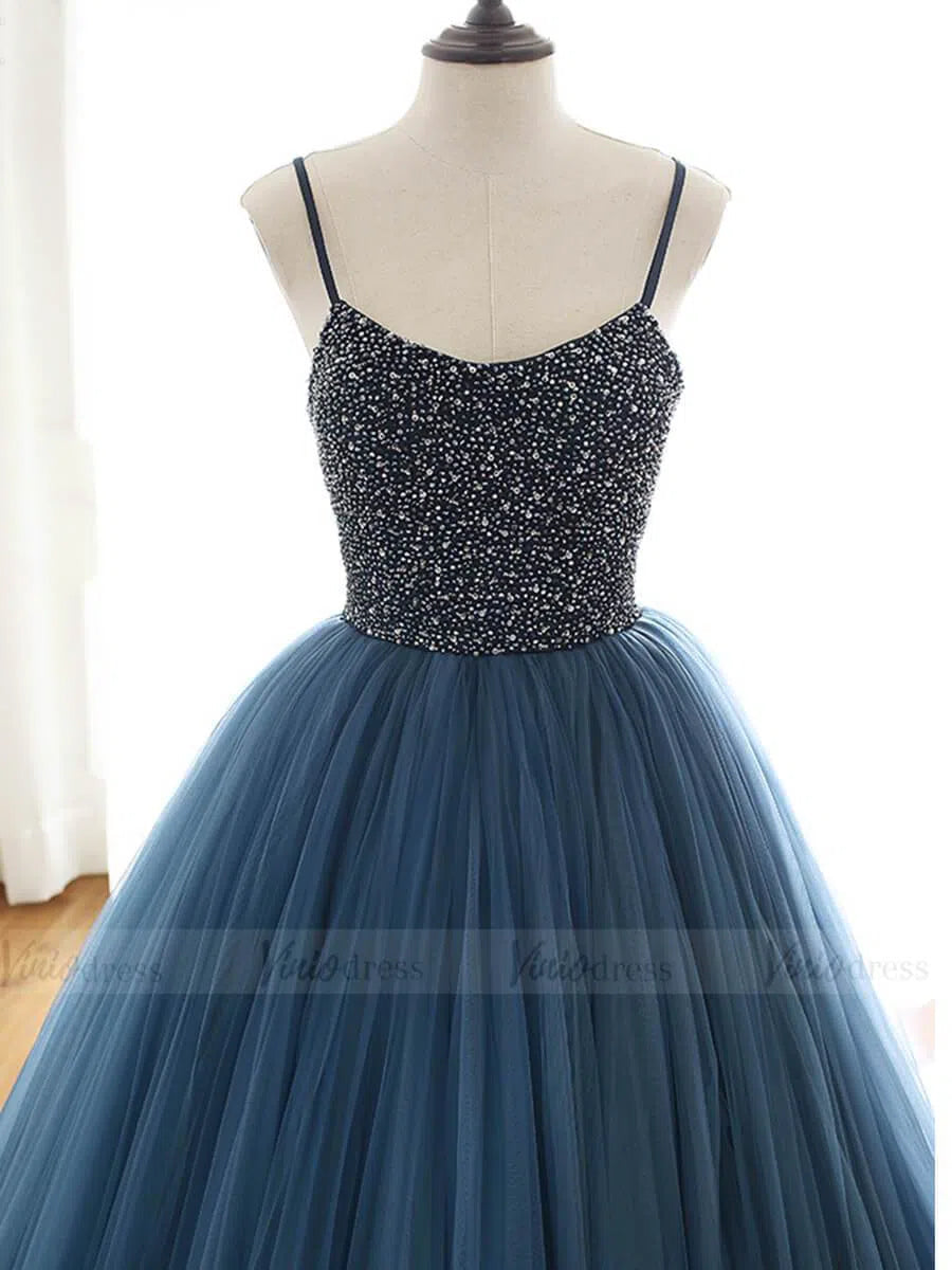 Spaghetti Strap A-line Beaded Long Prom Dresses 2019 FD1660-prom dresses 2025 -Viniodress-As Picture-Custom Size-