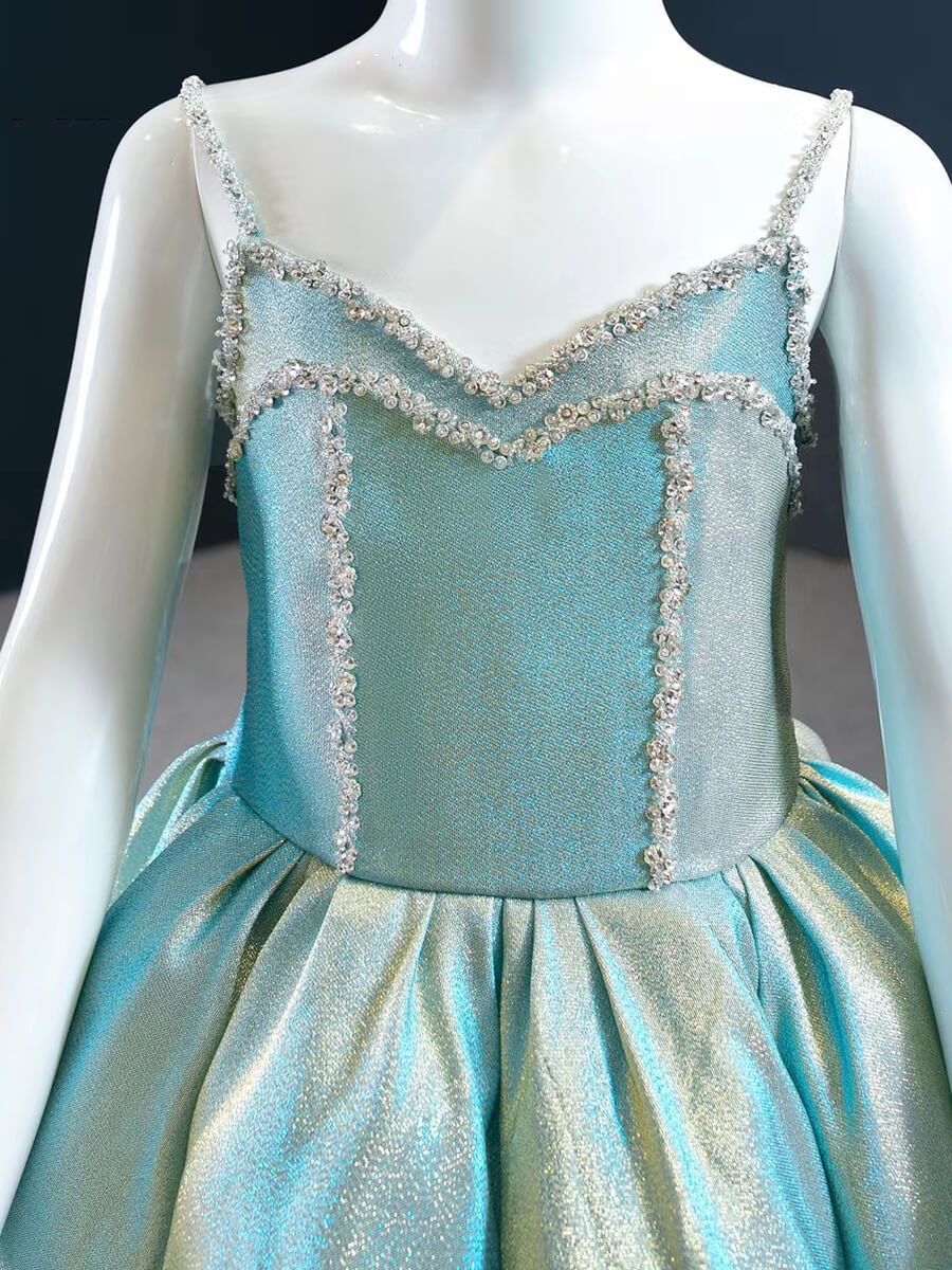 Spaghetti Strap Ball Gown Girls Pageant Dresses FD2410C-Pageant Dresses for Kids 2025 -Viniodress-As Picture-Custom Size-