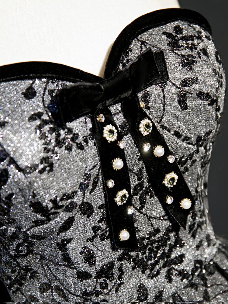 Sparkly Blace Lace Homecoming Dresses Strapless SD1343-Homecoming Dresses 2025 -VINIODRESS-US2-Black-