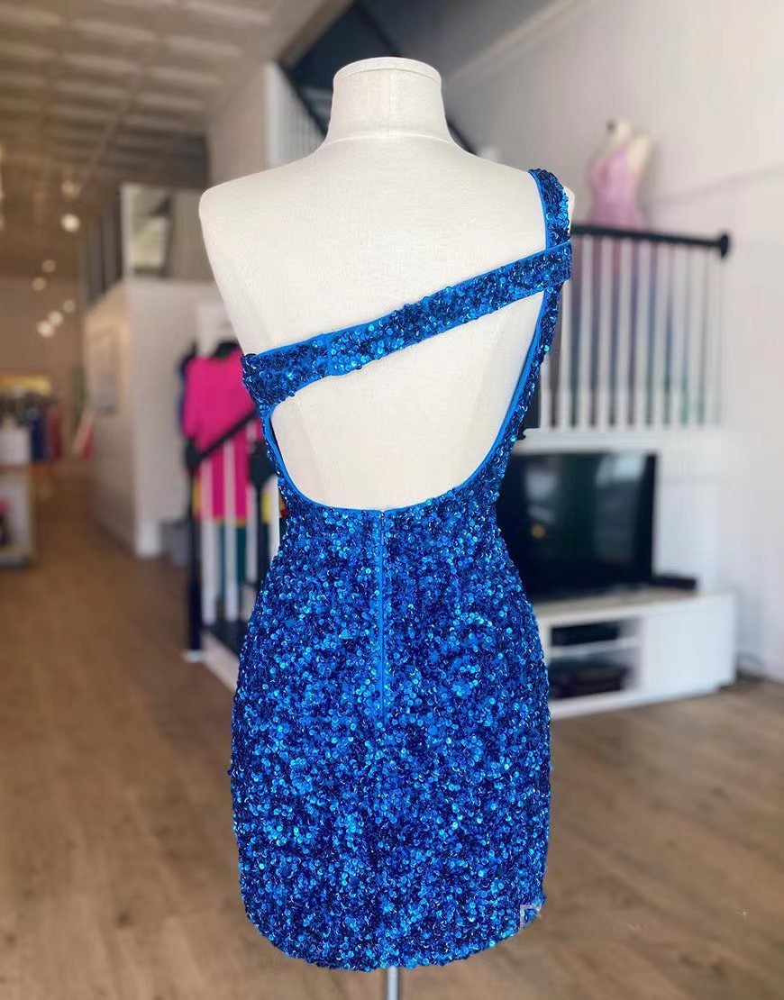 Sparkly Hot Pink Bodycon Sequin Homecoming Dress Mini Cocktail Dresses SD1457-Homecoming Dresses 2025 -Viniodress-Hot Pink-Custom Size-