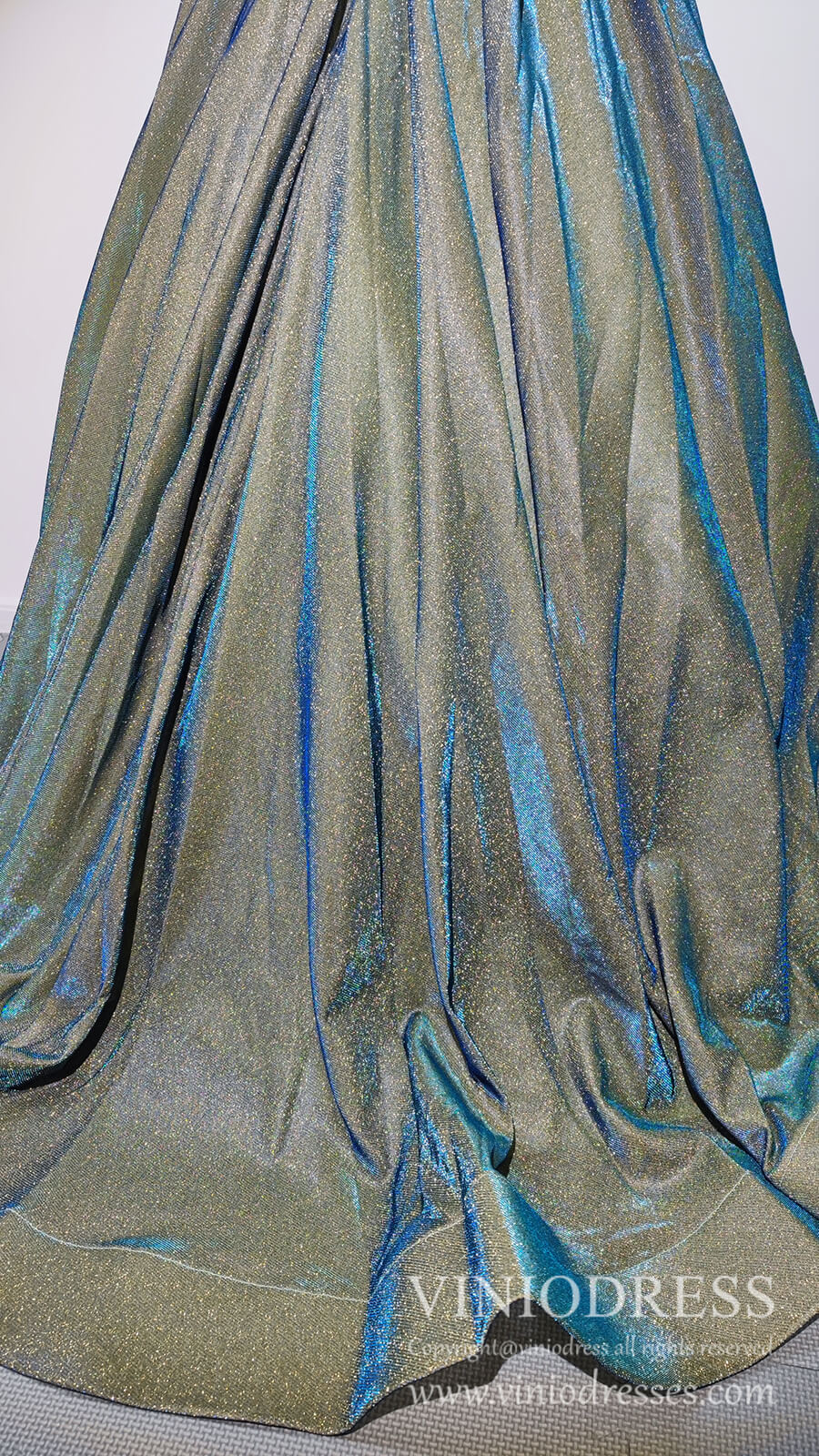 Sparkly Long Prom Dresses Spaghetti Strap Formal Dress FD1777-prom dresses 2025 -Viniodress-Blue-Custom Size-