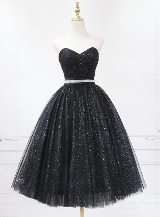 blue dress for baby girl Sparkly Mid-length Black Homecoming Dresses SD1220B – Viniodress