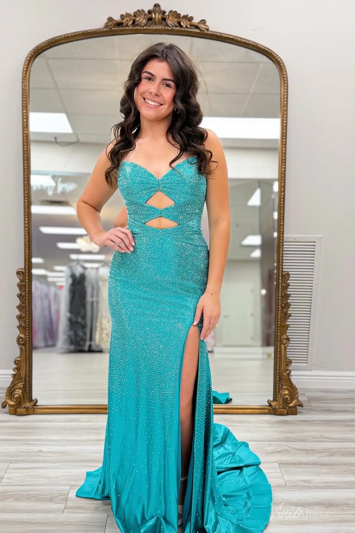 SS130-prom dresses 2026-Viniodress-Teal-Custom Size-