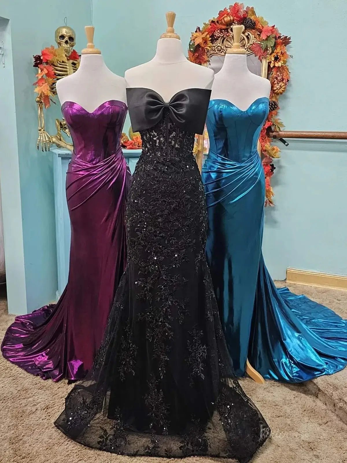 Strapless Lace Mermaid Prom Dresses 2025 with Bow – FD5059-prom dresses 2025 -Viniodress-Black-Custom Size-