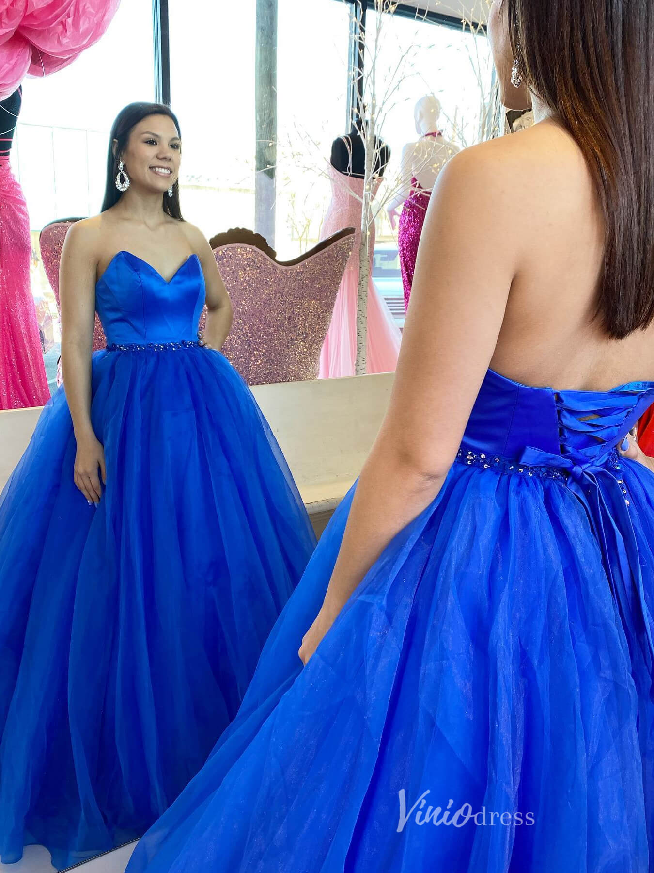 Strapless Lilac Prom Dresses Sweetheart Neck Lavender Evening Gown FD2762-prom dresses 2025 -Viniodress-Blue-Custom Size-