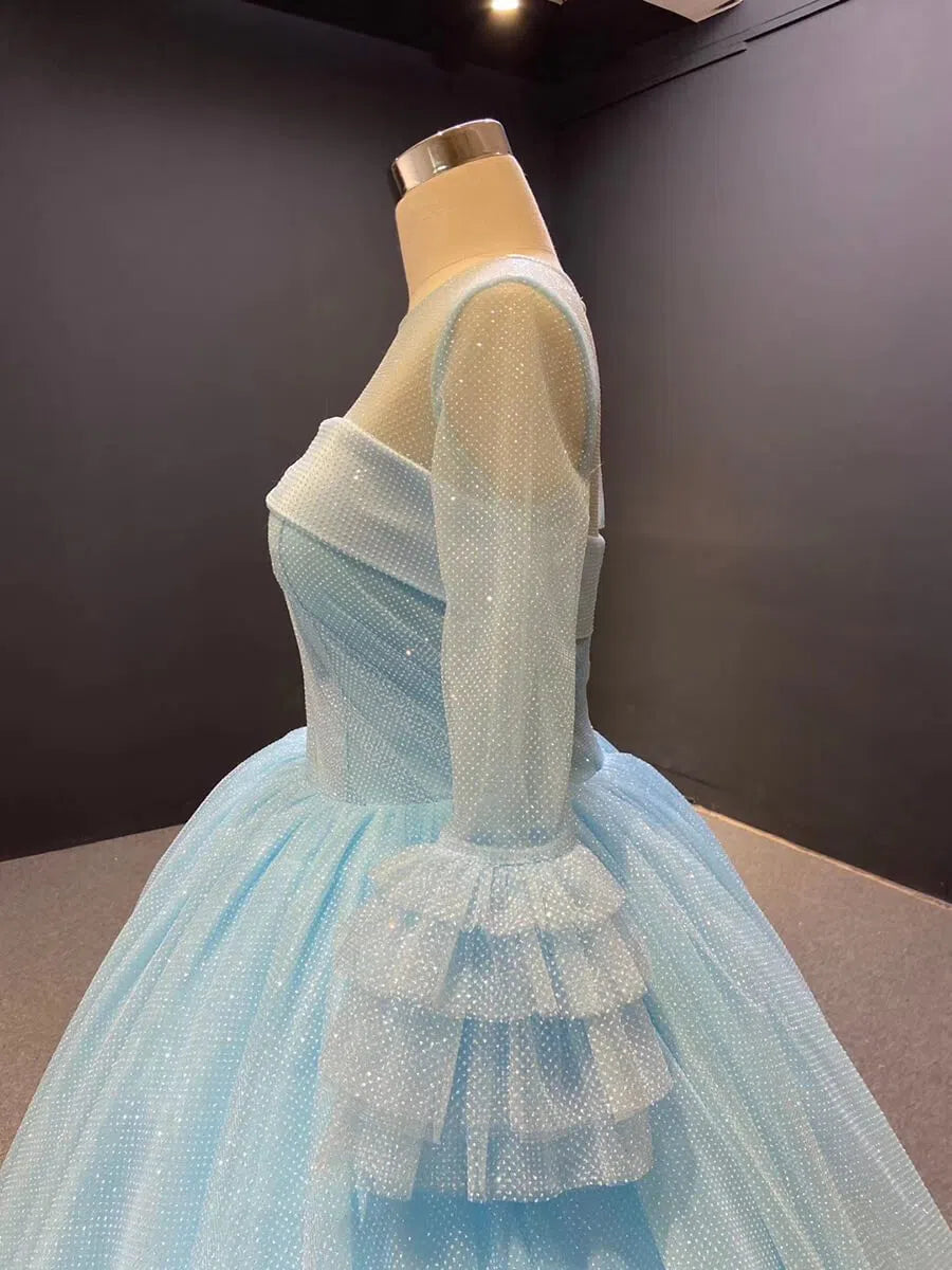 Strapless Sky Blue Sweet 16 Dress Sparkly Tulle Ball Gown Quince Dresses 67091 viniodress-Quinceanera Dresses 2025 -Viniodress-Light Blue-Custom Size-Strapless