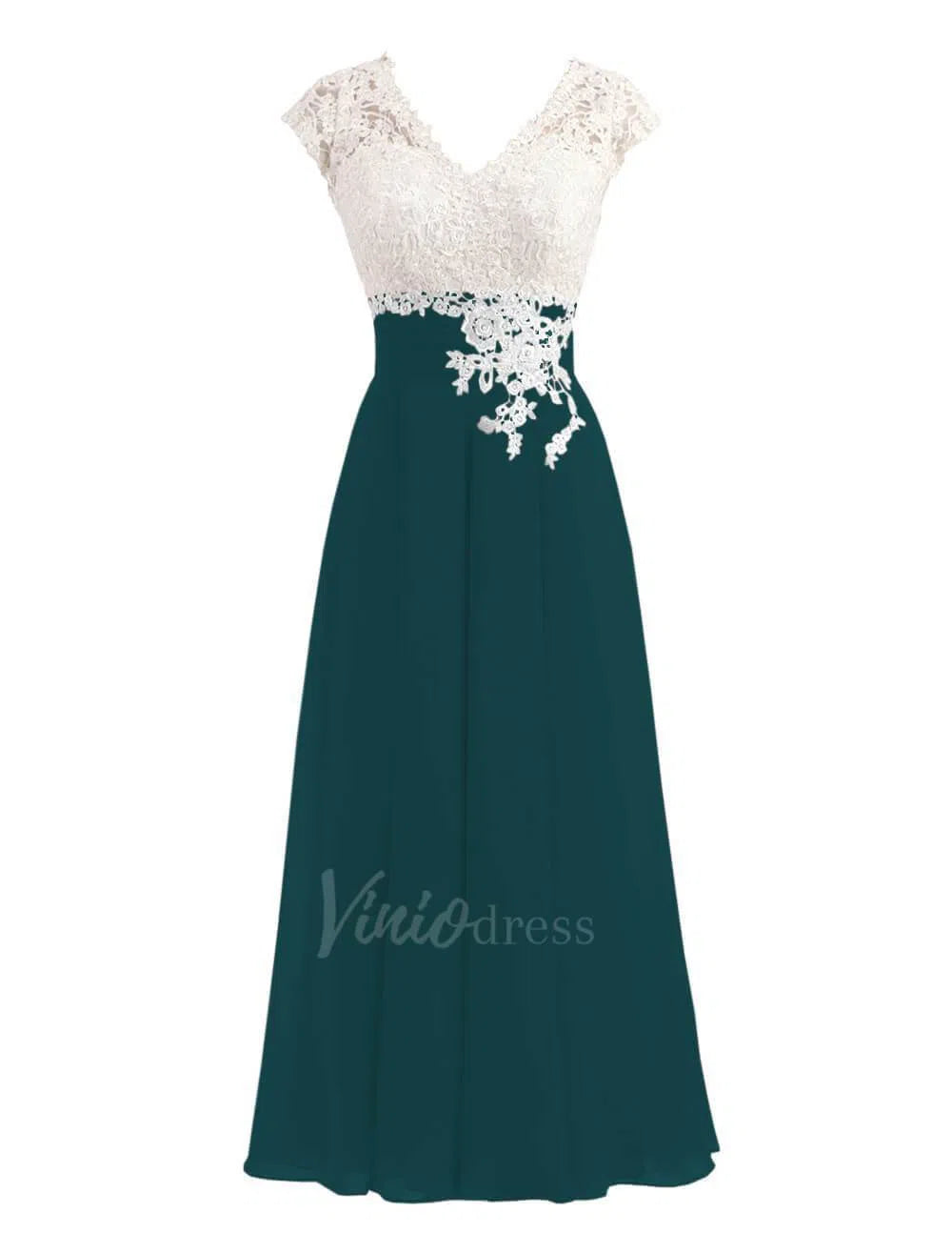 Tea Length Mother of the Bride Dress Lace Bridesmaid Dresses FD1290-bridesmaid dresses 2025 -Viniodress-Slate Blue-Custom Size-