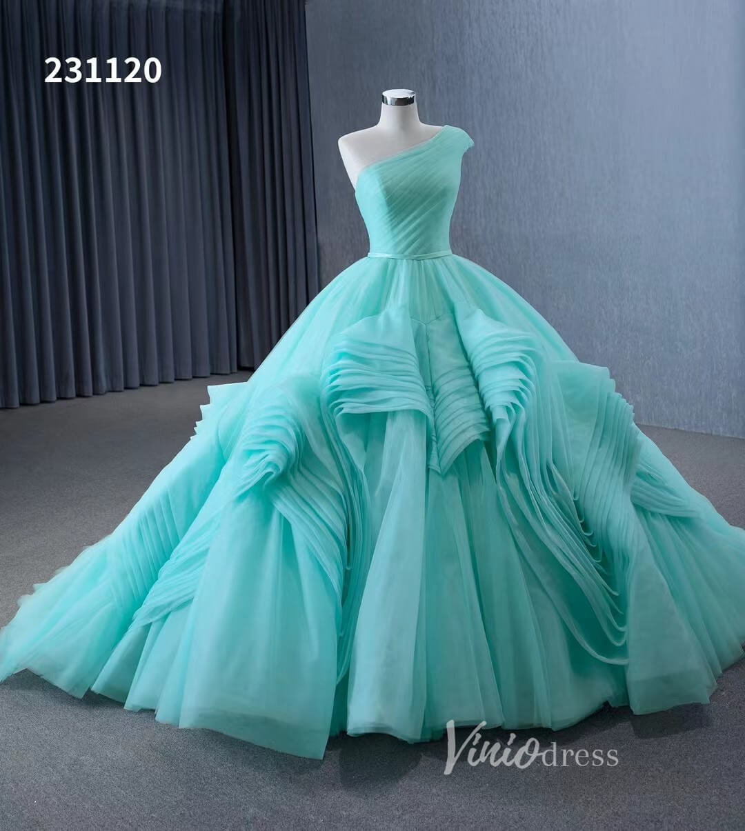 Tiffany Blue Ball Gown Wedding Dress Tiered Ruffle Cinderella Quinceanera Dresses 231120-Quinceanera Dresses 2025 -Viniodress-Blue-Custom Size-