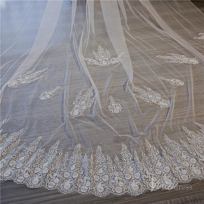 Vinatage Lace Cathedral Veil Viniodress TS17155-Bridal Veil 2025 -Viniodress-Ivory-