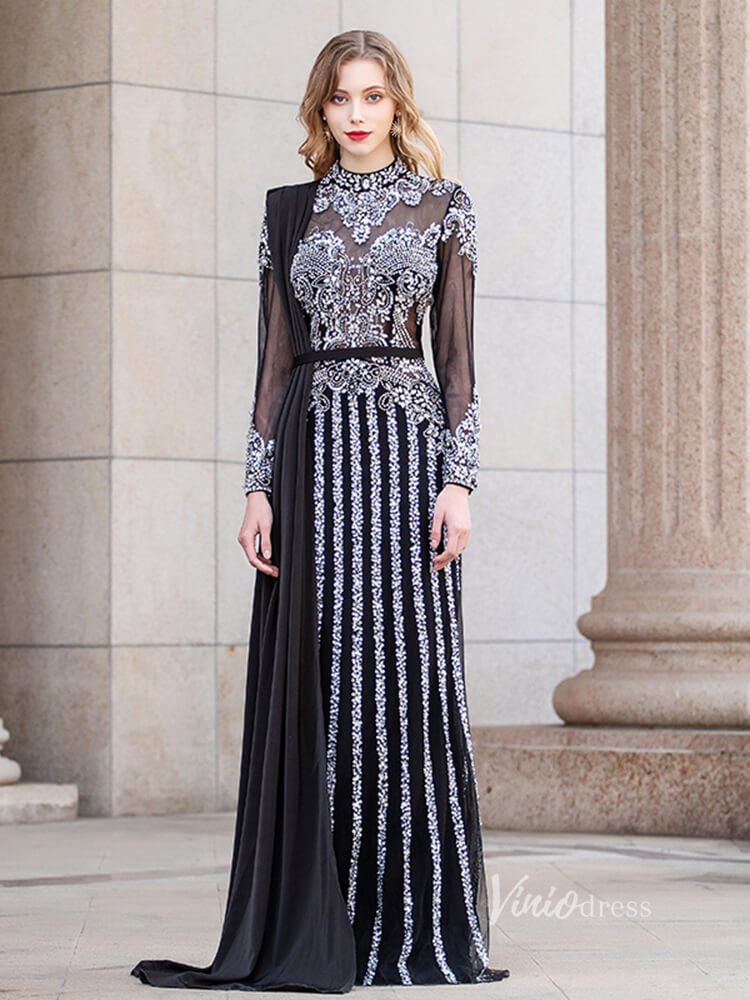 Vintage Beaded Mother of the Bride Dress Sheath Prom Dress FD2795-Evening Dresses 2025 -Viniodress-Grey-US 2-