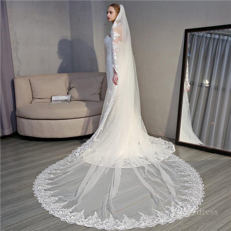Vintage Ivory Cathedral Mantilla Veil Viniodress TS18005-Bridal Veil 2025 -Viniodress-Ivory-