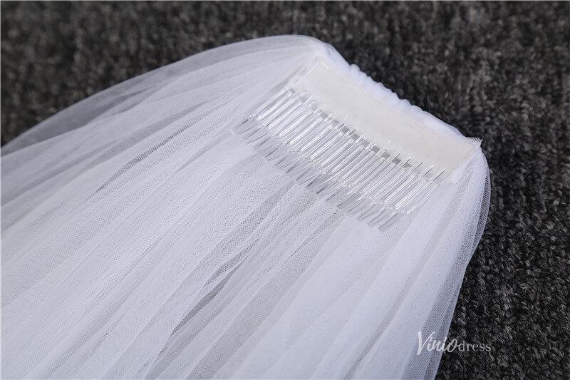 Vintage Lacy Tulle Cathedral Veil with Blusher Viniodress-Bridal Veil 2025 -Viniodress-Ivory-