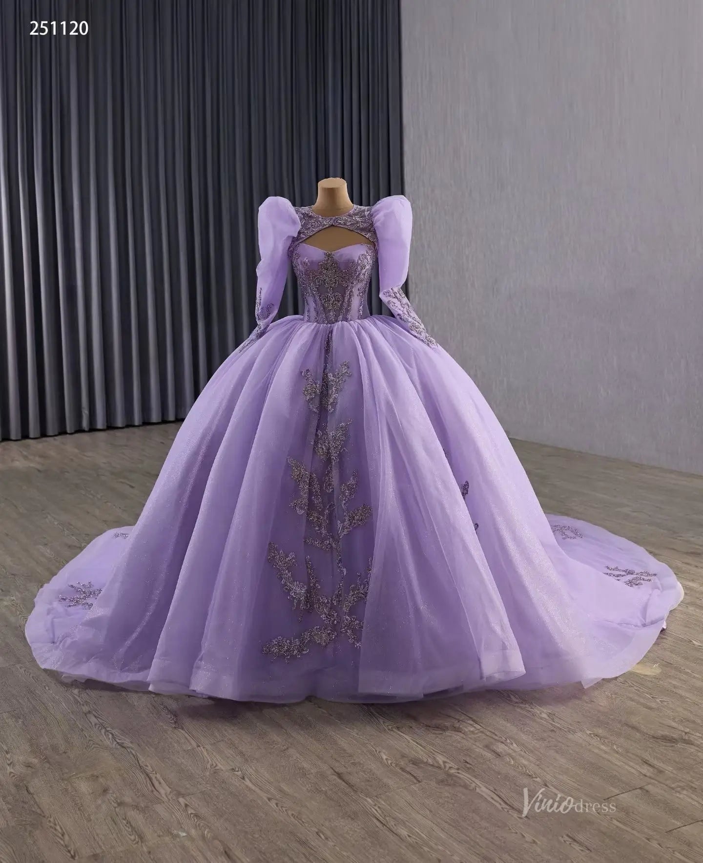 Vintage Lavender Quinceaera Ball Gown | Beaded Lace Appliques & Remov Viniodress Vintage Lavender Quinceaera Ball Gown | Beaded Lace Appliques & Remov Viniodress