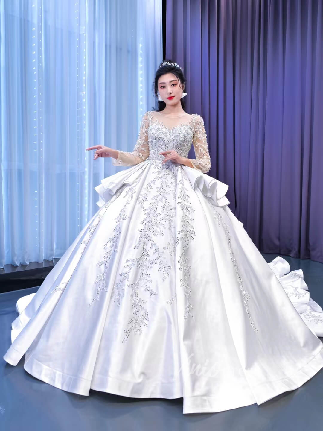 Vintage Layered Royal Wedding Dresses with Sleeves 67329 Viniodress Vintage Layered Royal Wedding Dresses with Sleeves 67329 Viniodress