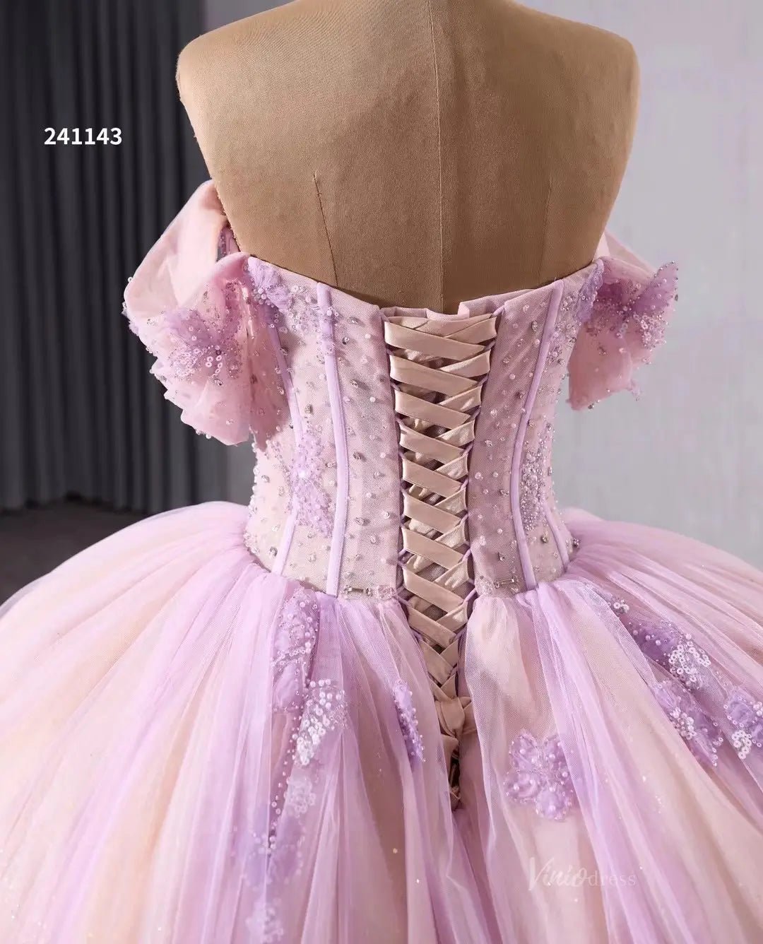 Vintage Lilac Wedding Dresses Detachable Overskirt Princess Quinceanera Dresses 241143-Quinceanera Dresses 2025 -Viniodress-Lilac-Custom Size-