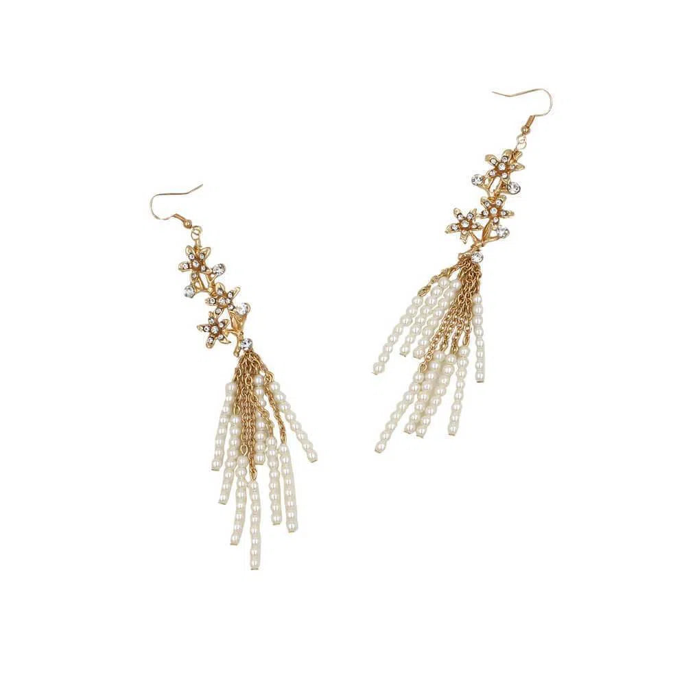 Vintage Pearl Drop Eearrings and Headband Set AC1101-Headpieces 2025 -Viniodress-Earrings-