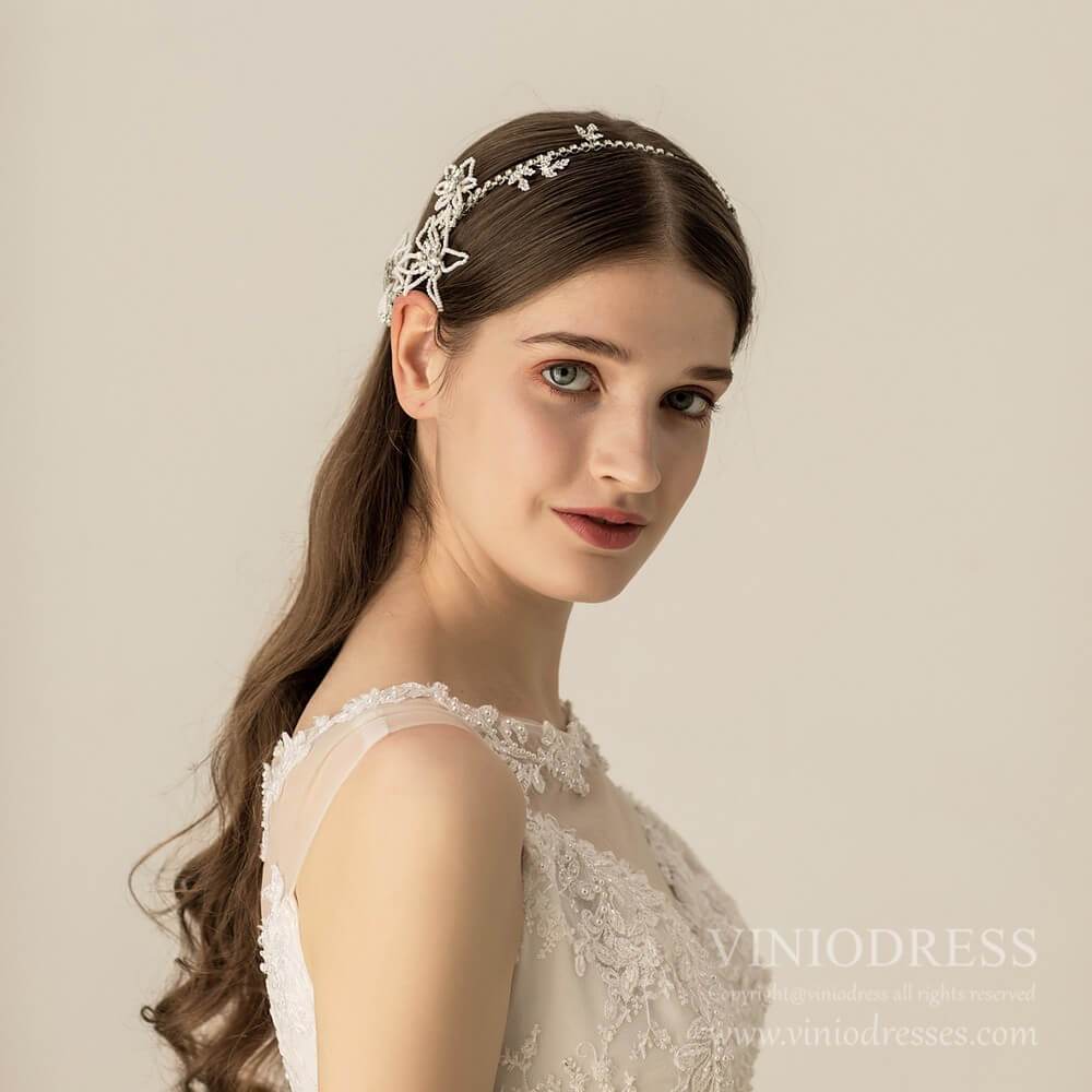 Vintage Silver Beaded Wedding Headband AC1217-Headpieces 2025 -Viniodress-As Picture-