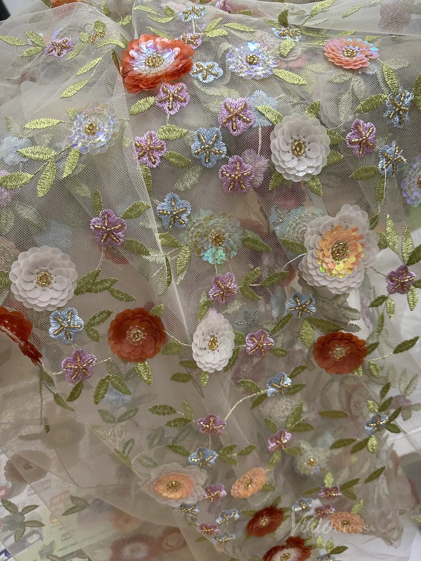 Whimsical Forest Wedding Dress Floral Beaded Embroidery Photography Dresses FW105-wedding dresses 2025 -Viniodress-Champagne-Custom Size-