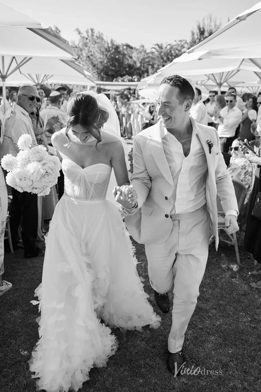 Whimsical Hand-Made 3D Floral Tulle A-Line Wedding Dress with Sweetheart Corset Bodice & Cathedral Train – RM001-wedding dresses 2026-Viniodress-Ivory-Custom Size-Dress Only