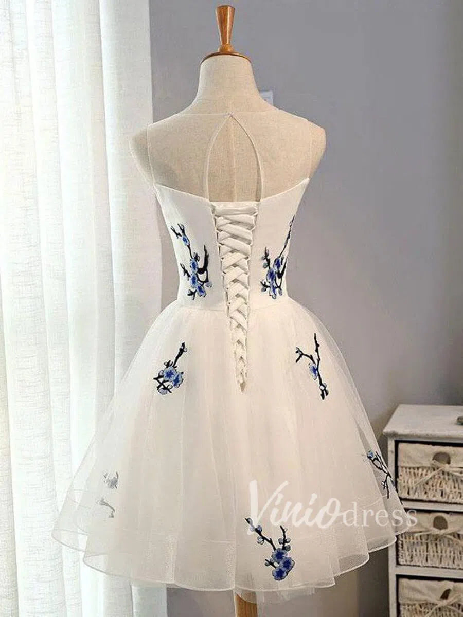 White Homecoming Dresses Embroidery SD1117-Homecoming Dresses 2025 -Viniodress-Ivory-Custom Size-