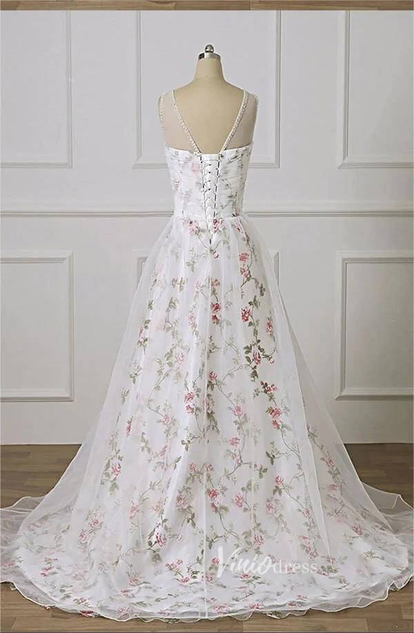 White Sweetheart Neck Prom Dresses Floral Evening Dress FD3051-prom dresses 2025 -Viniodress-White-Custom Size-