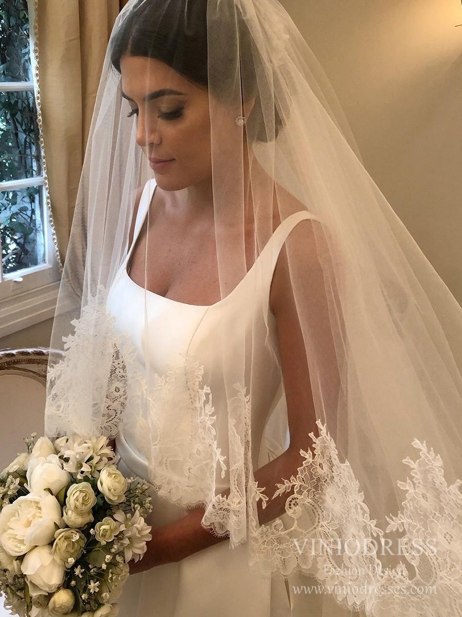 Wide Strap Square Neck Satin Wedding Dresses with Pockets VW1838-wedding dresses 2025 -Viniodress-Ivory-Custom Size-